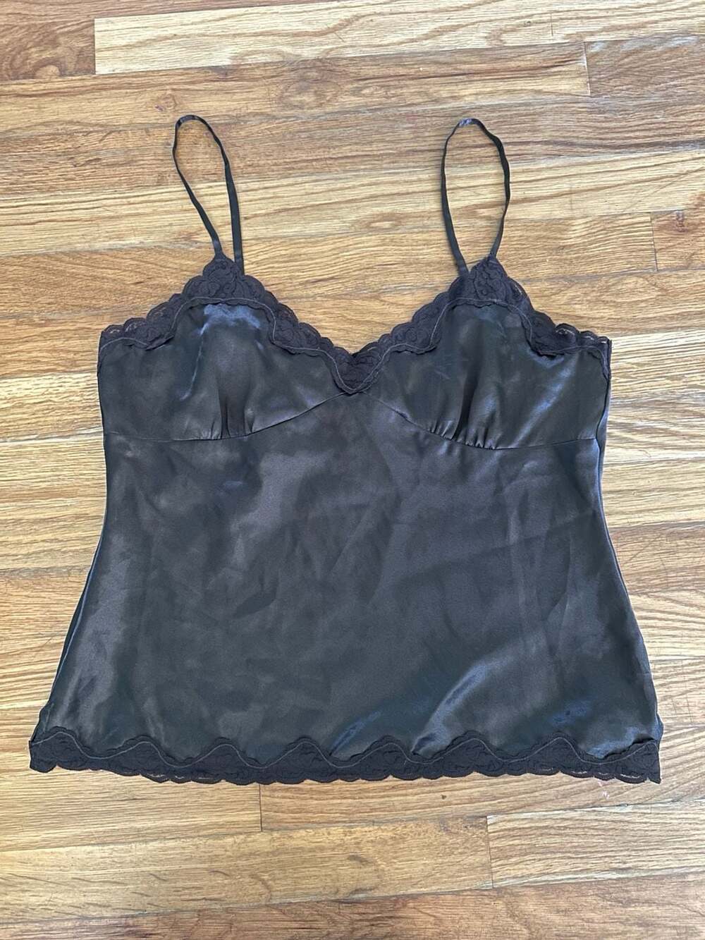 Vintage 2000s Axcess Black Satin Lace Cami Top